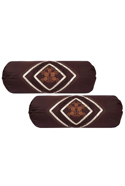 Embroidered Cotton Bolsters Cover (Pack Of 2, Coffee) Embroidered Cotton Bolsters Cover (Pack Of 2, Coffee)